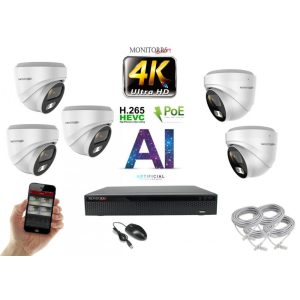 Monitorrs Security - 4K AI IP kamerarendszer 5 kamerával 8 Mpix WD - 6376K5