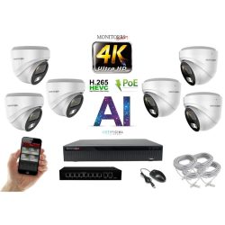   MS - 4K AI IP kamerarendszer 6 kamerával switchel 8 Mpix WD - 6376K6B