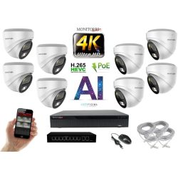   MS - 4K AI IP kamerarendszer 8 kamerával switchel 8 Mpix WD - 6376K8B