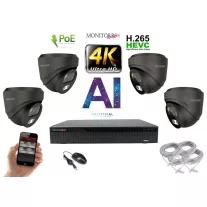   Monitorrs Security - 4K AI IP kamerarendszer 4 kamerával 8 Mpix GD - 6377K4
