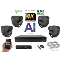   MS - 4K AI IP kamerarendszer 4 kamerával switchel 8 Mpix GD - 6377K4B