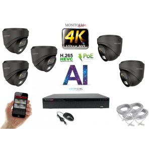 Monitorrs Security - 4K AI IP kamerarendszer 5 kamerával 8 Mpix GD - 6377K5