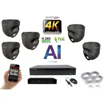   MS - 4K AI IP kamerarendszer 5 kamerával switchel 8 Mpix GD - 6377K5B