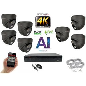 Monitorrs Security - 4K AI IP kamerarendszer 7 kamerával 8 Mpix GD - 6377K7