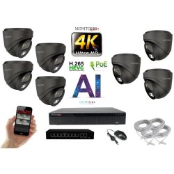   MS - 4K AI IP kamerarendszer 7 kamerával switchel 8 Mpix GD - 6377K7B