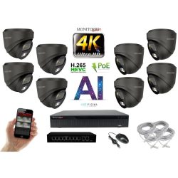   MS - 4K AI IP kamerarendszer 8 kamerával switchel 8 Mpix GD - 6377K8B