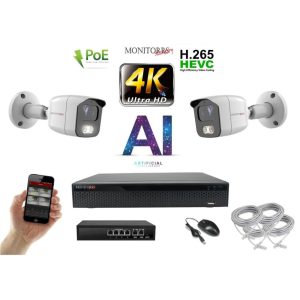 MS - 4K AI IP kamerarendszer 2 kamerával switchel 8 Mpix WT - 6378K2B