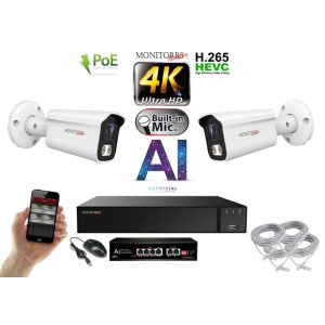 MS - 4K AI IP kamerarendszer 2 kamerával switchel 8 Mpix WT - 6378K2B