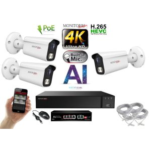 MS - 4K AI IP kamerarendszer 3 kamerával switchel 8 Mpix WT - 6378K3B