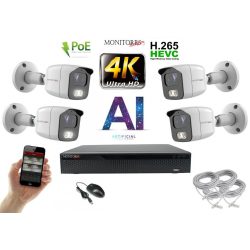   Monitorrs Security - 4K AI IP kamerarendszer 4 kamerával 8 Mpix WT - 6378K4