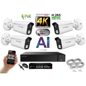 MS - 4K AI IP kamerarendszer 4 kamerával switchel 8 Mpix WT - 6378K4B
