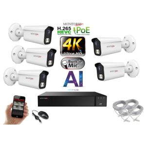 Monitorrs Security - 4K AI IP kamerarendszer 5 kamerával 8 Mpix WT - 6378K5