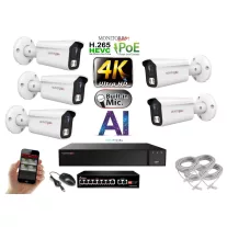   MS - 4K AI IP kamerarendszer 5 kamerával switchel 8 Mpix WT - 6378K5B