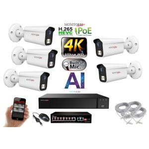 MS - 4K AI IP kamerarendszer 5 kamerával switchel 8 Mpix WT - 6378K5B