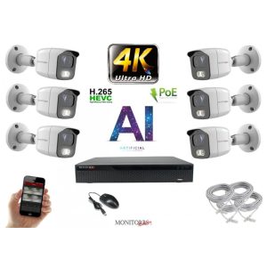 Monitorrs Security - 4K AI IP kamerarendszer 6 kamerával 8 Mpix WT - 6378K6