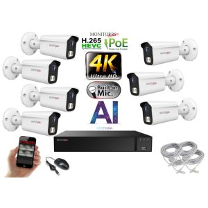 Monitorrs Security - 4K AI IP kamerarendszer 7 kamerával 8 Mpix WT - 6378K7