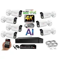   MS - 4K AI IP kamerarendszer 7 kamerával switchel 8 Mpix WT - 6378K7B