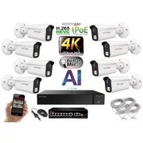   MS - 4K AI IP kamerarendszer 8 kamerával switchel 8 Mpix WT - 6378K8B