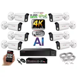   MS - 4K AI IP kamerarendszer 8 kamerával switchel 8 Mpix WT - 6378K8B
