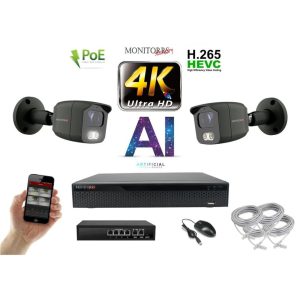 MS - 4K AI IP kamerarendszer 2 kamerával switchel 8 Mpix GT - 6379K2B