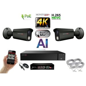 MS - 4K AI IP kamerarendszer 2 kamerával switchel 8 Mpix GT - 6379K2B