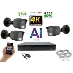   Monitorrs Security - 4K AI IP kamerarendszer 3 kamerával 8 Mpix GT - 6379K3