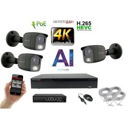   MS - 4K AI IP kamerarendszer 3 kamerával switchel 8 Mpix GT - 6379K3B