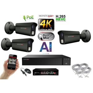 MS - 4K AI IP kamerarendszer 3 kamerával switchel 8 Mpix GT - 6379K3B