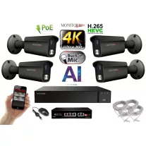   MS - 4K AI IP kamerarendszer 4 kamerával switchel 8 Mpix GT - 6379K4B