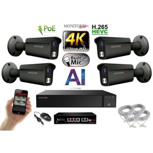 MS - 4K AI IP kamerarendszer 4 kamerával switchel 8 Mpix GT - 6379K4B