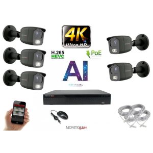Monitorrs Security - 4K AI IP kamerarendszer 5 kamerával 8 Mpix GT - 6379K5