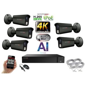 Monitorrs Security - 4K AI IP kamerarendszer 5 kamerával 8 Mpix GT - 6379K5