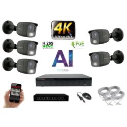   MS - 4K AI IP kamerarendszer 5 kamerával switchel 8 Mpix GT - 6379K5B
