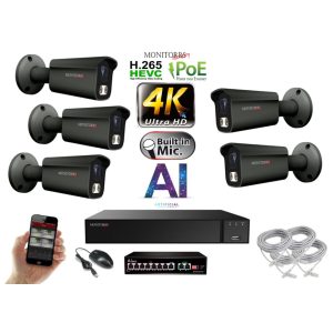 MS - 4K AI IP kamerarendszer 5 kamerával switchel 8 Mpix GT - 6379K5B