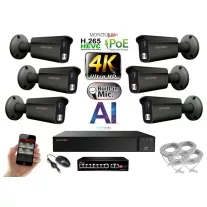   MS - 4K AI IP kamerarendszer 6 kamerával switchel 8 Mpix GT - 6379K6B