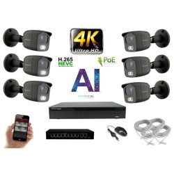   MS - 4K AI IP kamerarendszer 6 kamerával switchel 8 Mpix GT - 6379K6B