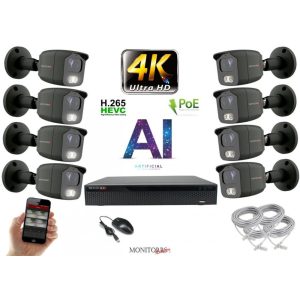 Monitorrs Security - 4K AI IP kamerarendszer 8 kamerával 8 Mpix GT - 6379K8