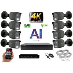   MS - 4K AI IP kamerarendszer 8 kamerával switchel 8 Mpix GT - 6379K8B