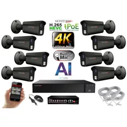   MS - 4K AI IP kamerarendszer 8 kamerával switchel 8 Mpix GT - 6379K8B