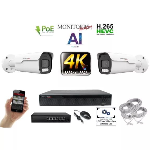 MS - 4k AI IP park kamerarendszer switchel 2 kamerával 8 Mpix - 6380K2B MS - 4k AI IP park kamerarendszer switchel 2 kamerával 8 Mpix - 6380K2B