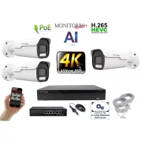   MS - 4k AI IP park kamerarendszer switchel 3 kamerával 8 Mpix - 6380K3B