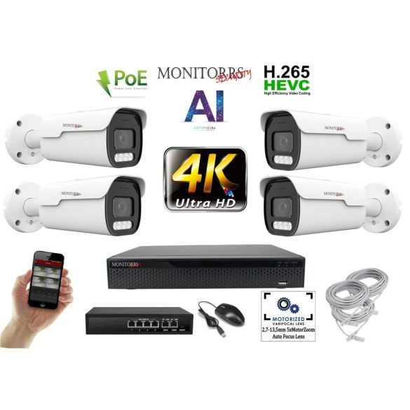 MS - 4k AI IP park kamerarendszer switchel 4 kamerával 8 Mpix - 6380K4B