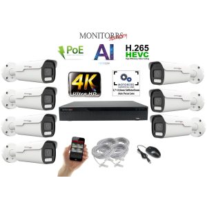 Monitorrs Security - 4k AI IP park kamerarendszer 7 kamerával 8 Mpix - 6380K7