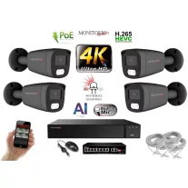   MS - AI Hybrid Light IP kamerarendszer 4 kamerával switchel 8 Mpix GT - 6483k4B