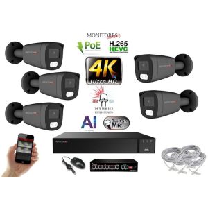 MS - AI Hybrid Light IP kamerarendszer 5 kamerával switchel 8 Mpix GT - 6483k5B