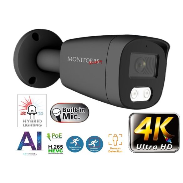 Monitorrs Security - AI Hybrid Light IP kamerarendszer 6 kamerával 8 Mpix GT - 6483k6