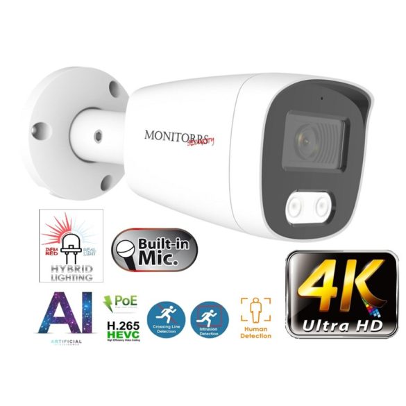 Monitorrs Security - AI Hybrid Light IP kamera 8 Mpix WTube - 6484