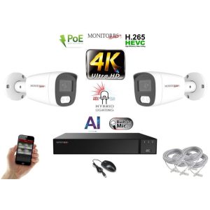 Monitorrs Security - AI Hybrid Light IP kamerarendszer 2 kamerával 8 Mpix WT - 6484k2