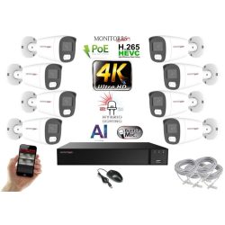  Monitorrs Security - AI Hybrid Light IP kamerarendszer 8 kamerával 8 Mpix WT - 6484k8