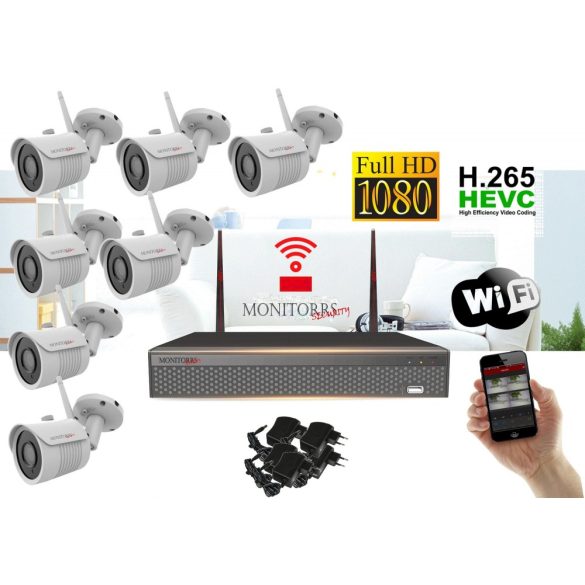 Monitorrs Security - Wifi IP Full HD kamerarendszer 7 kamerával - 6513K7